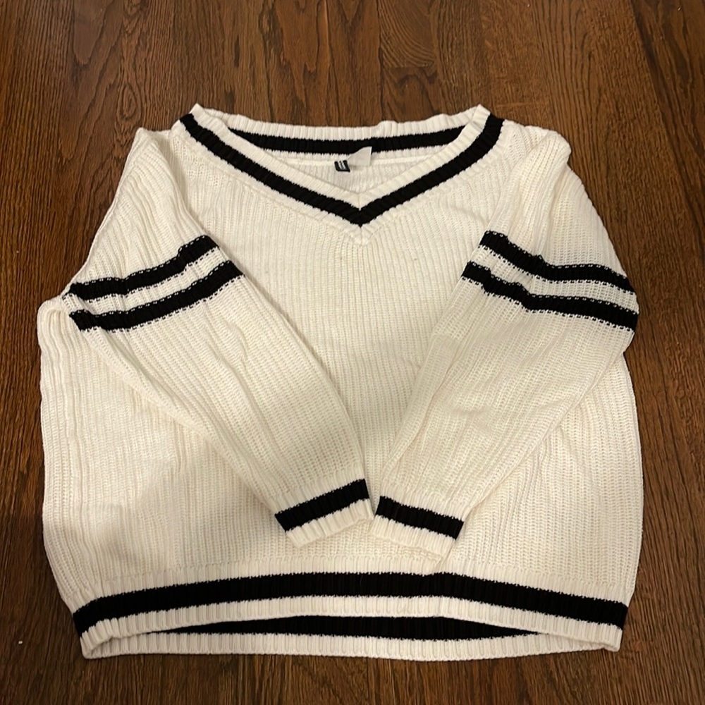 Black and White Striped oversized lightweight sweater